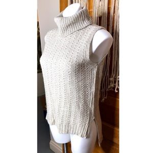 Vintage RD Style Cream Knit Sleeveless Turtleneck